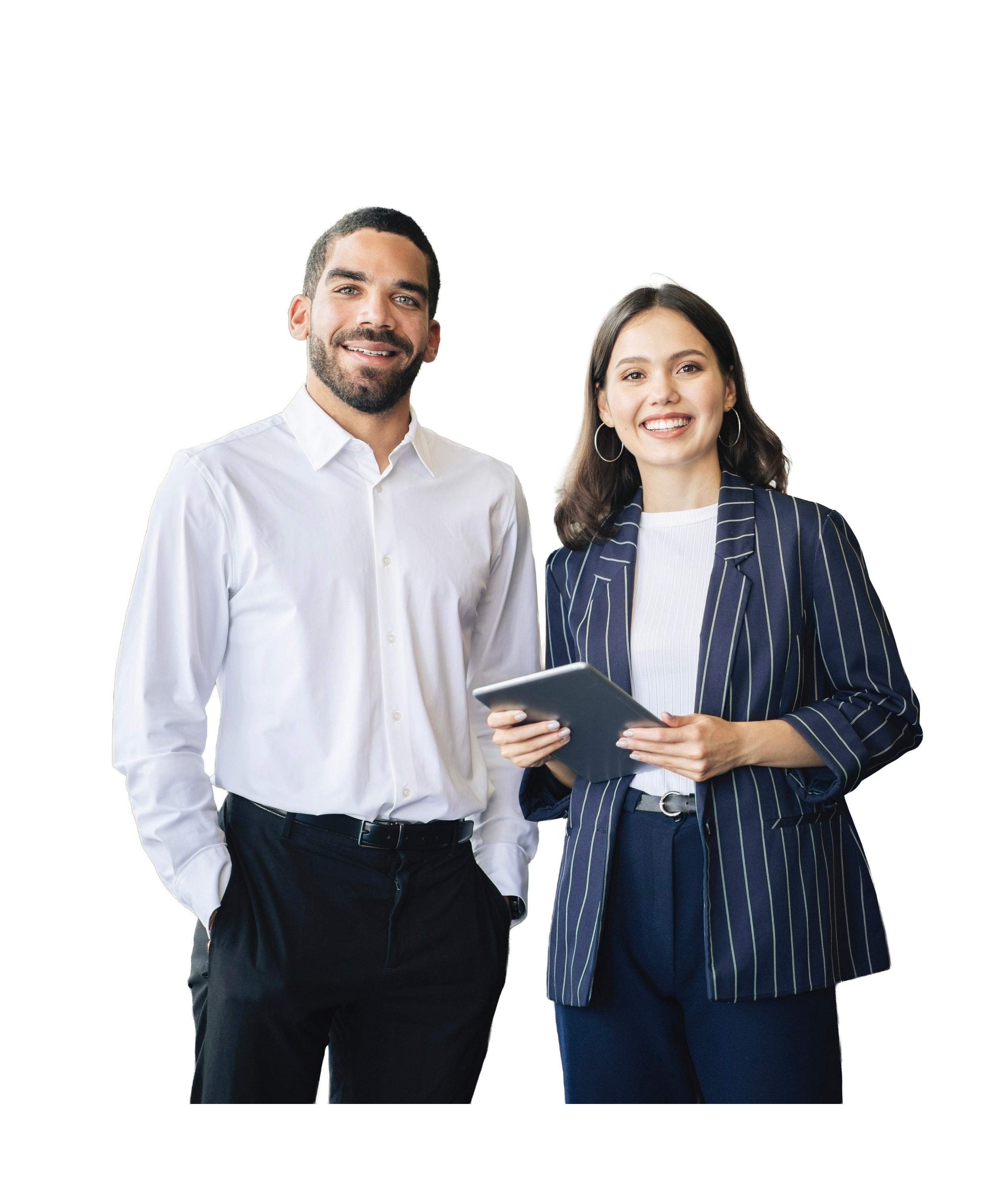 Dos empleados sonriendo